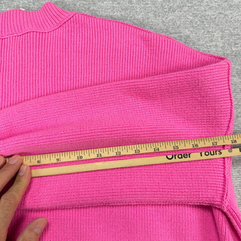 Free People Hot Pink Ribbed Knit Crop Sweater Mock Neck Boxy Mens M - Picture 16 of 16
